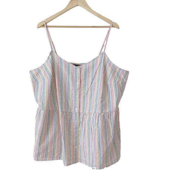 Lane Bryant Women's Tank Top 20 Plus Size Stripes Rainbow Summer Cami Flirty EUC - Picture 1 of 5